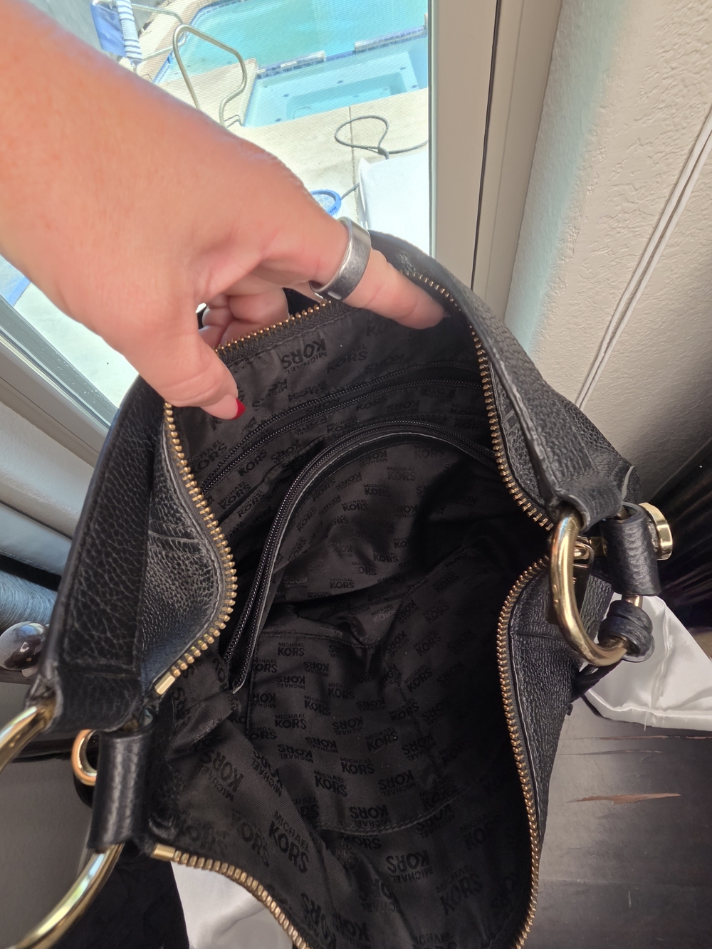 Michael Kors Black Pebbled Leather Hobo Bag - Picture 6 of 6